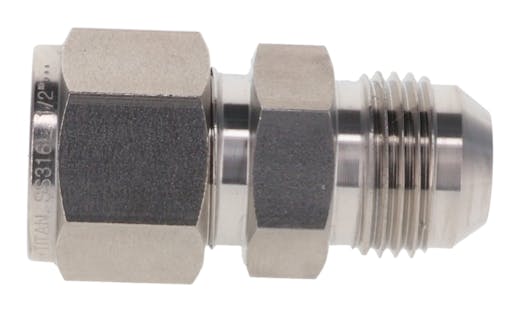 3/4 Tube Fitting x 1/2 AN/JIC Flare Male Union - 316 Stainless