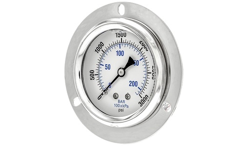PIC Gauge 201L-254CE Glycerin Filled Industrial Bottom Mount Pressure Gauge With Stainless Steel Case, Brass Internals, Plastic Lens, 2-1/2\" Dial...