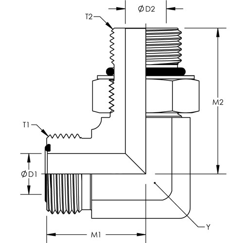 Midland FS6802-6-6 Hydraulic Steel ORFS to O-Ring 45degree Elbow 11//16-16 Face Seal Thread x 9//16-18 O-Ring Thread