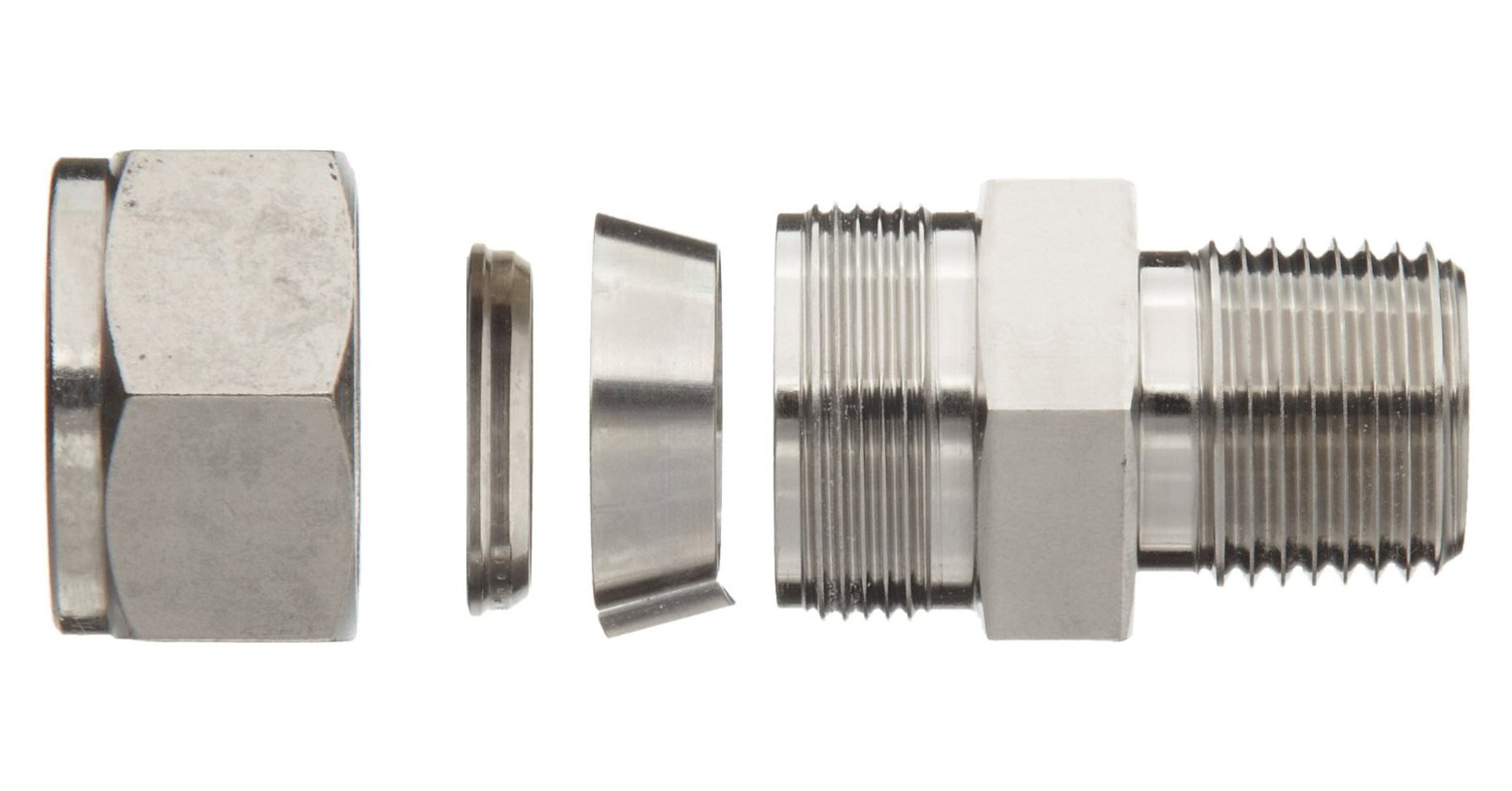 Photo showing all the parts of Titan Stainless Steel Dual Ferrule