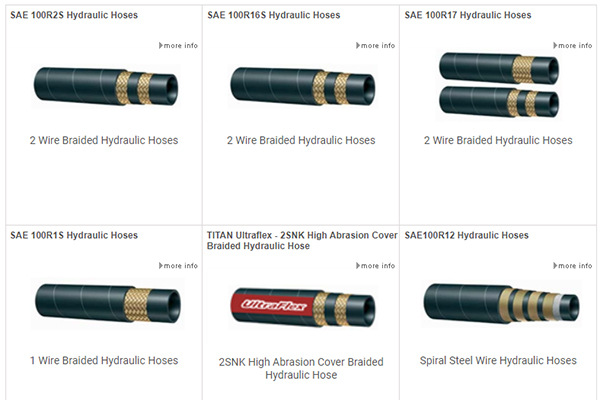 Titan Fittings hydraulic hoses Six Titan Fittings hoses with layers